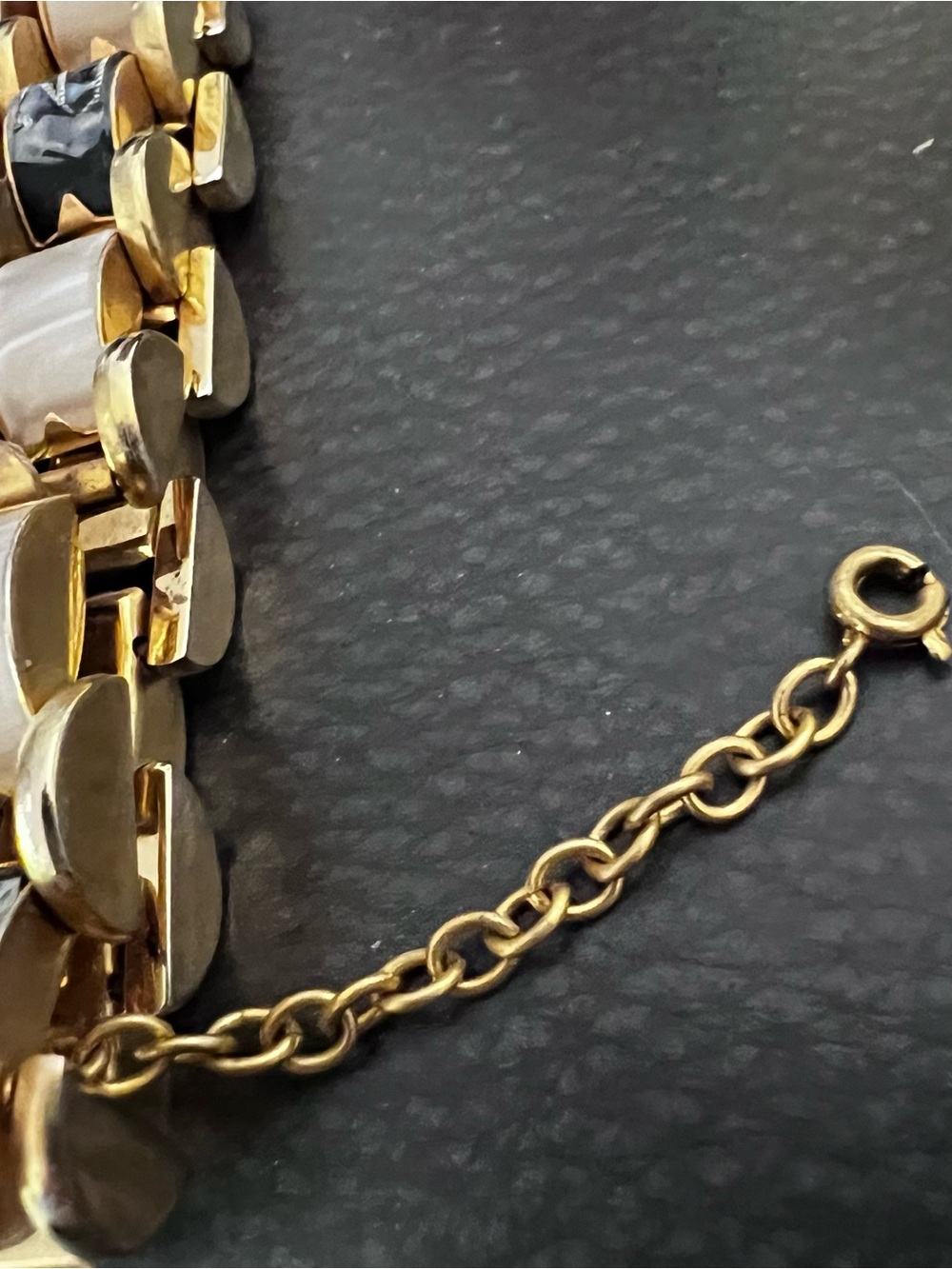 Gold-Tone Bracelet with Black and Cream mother-of-pearl Links - Picture 8 of 11
